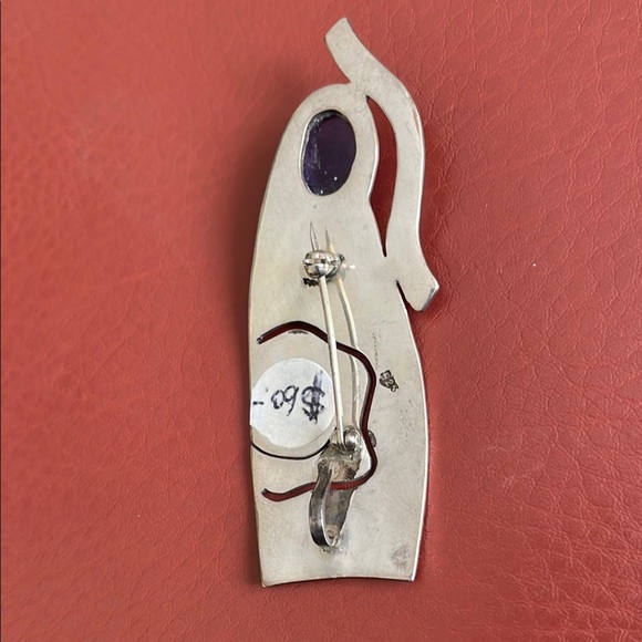 Silver Pendant with Purple Stone - Picture 3 of 5